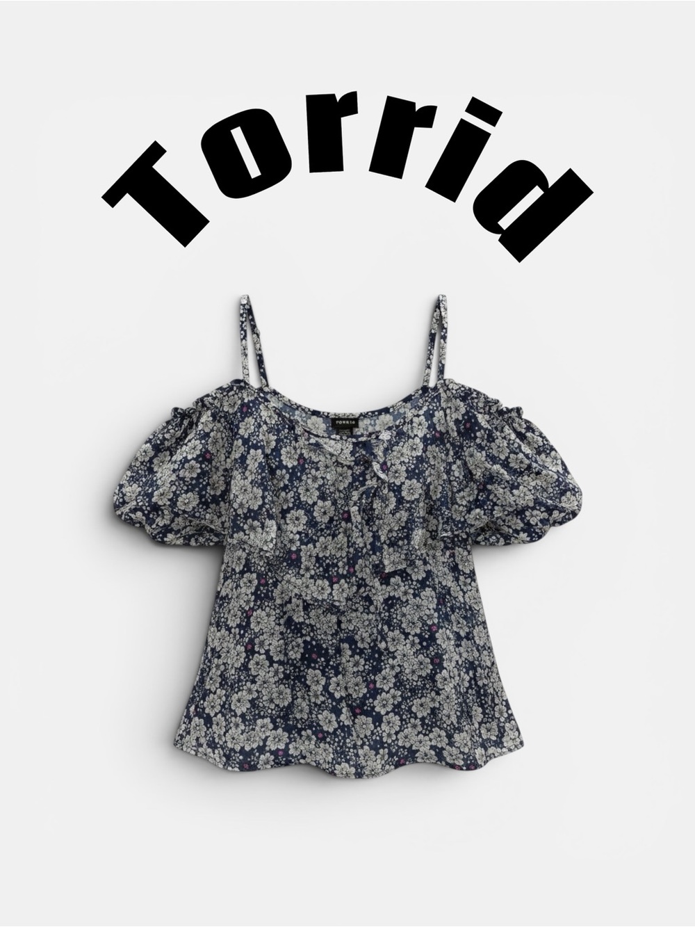 torrid Navy Floral Puff-Sleeve Camisole